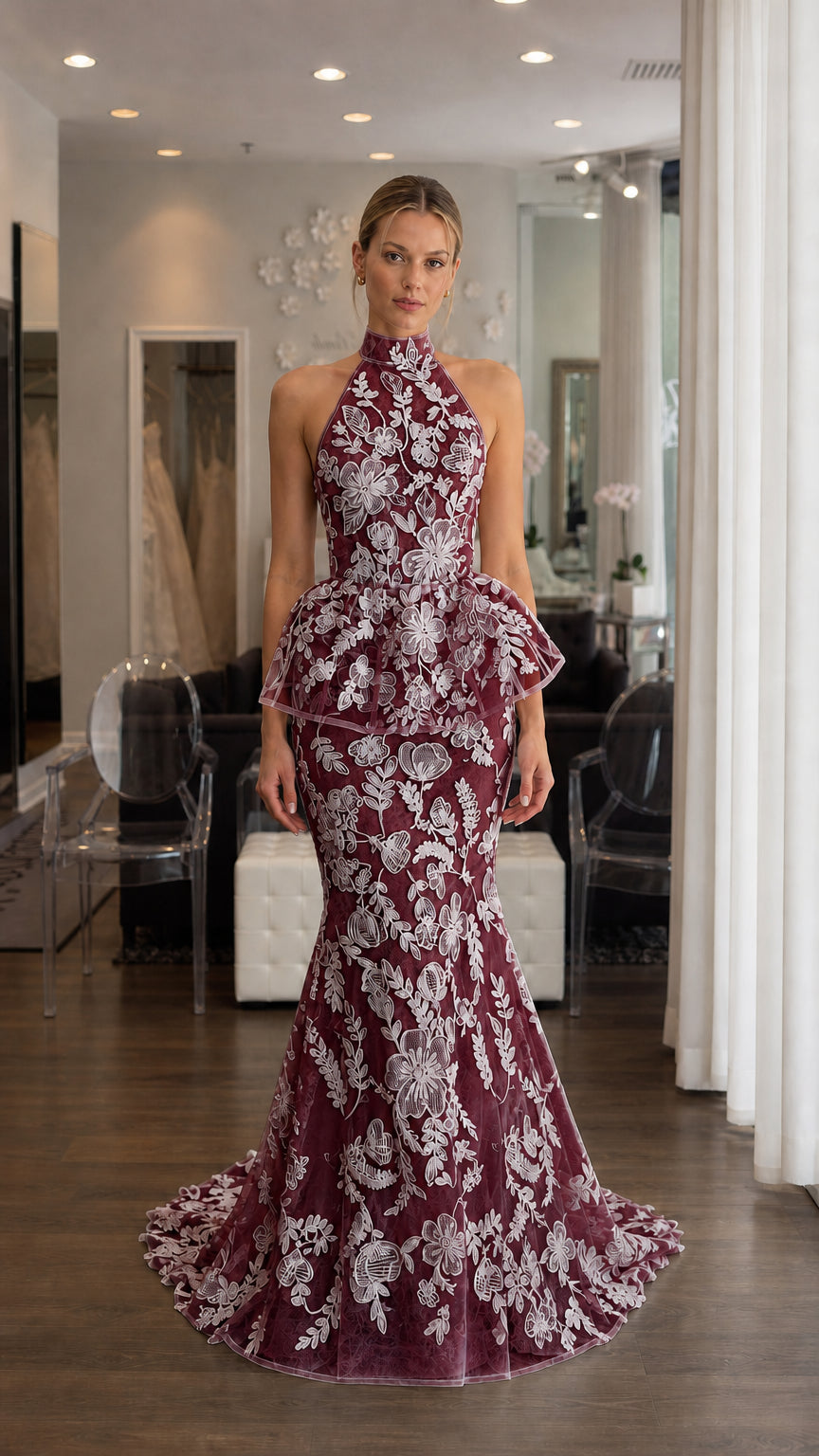 Front view of burgundy color variant