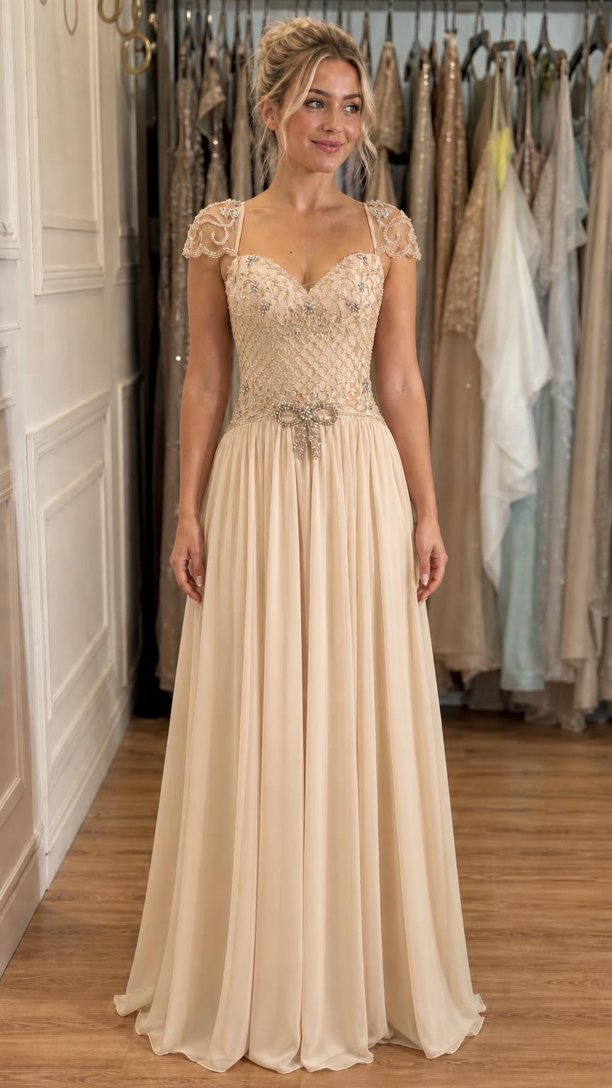 Front view in champagne color variant