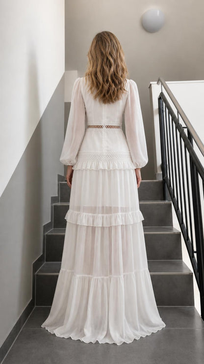 Back view of White maxi dress
