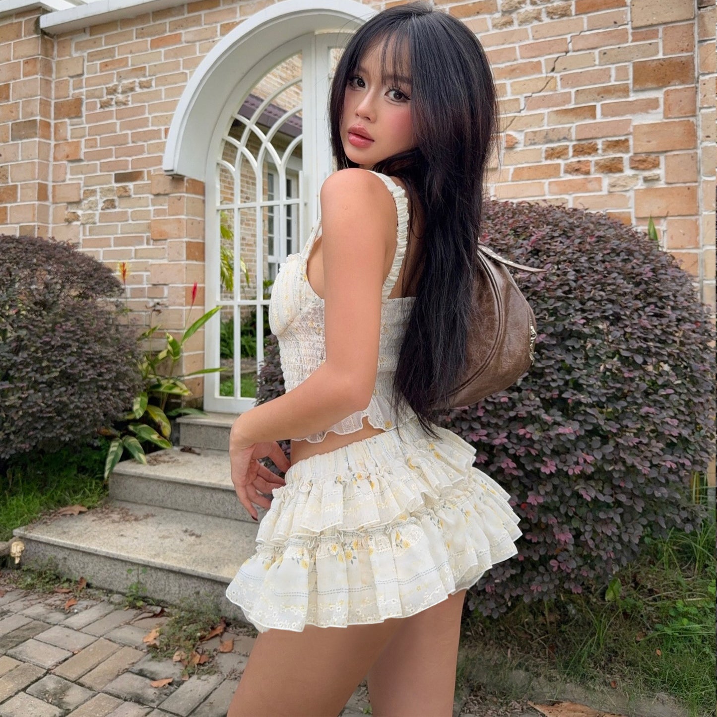 Sexy Chic Camisole And Puffy Mini Skirt Set For Women