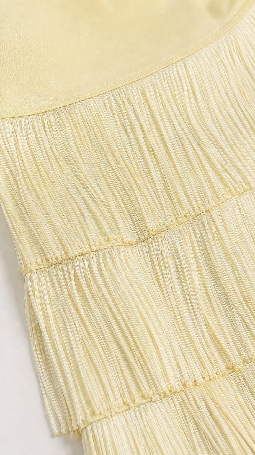 Close-up detail of tiered fringe layers in Light Yellow