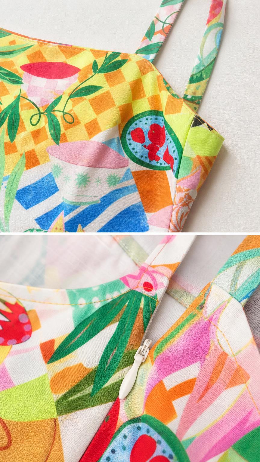 Close-up detail of top strap and concealed side zipper