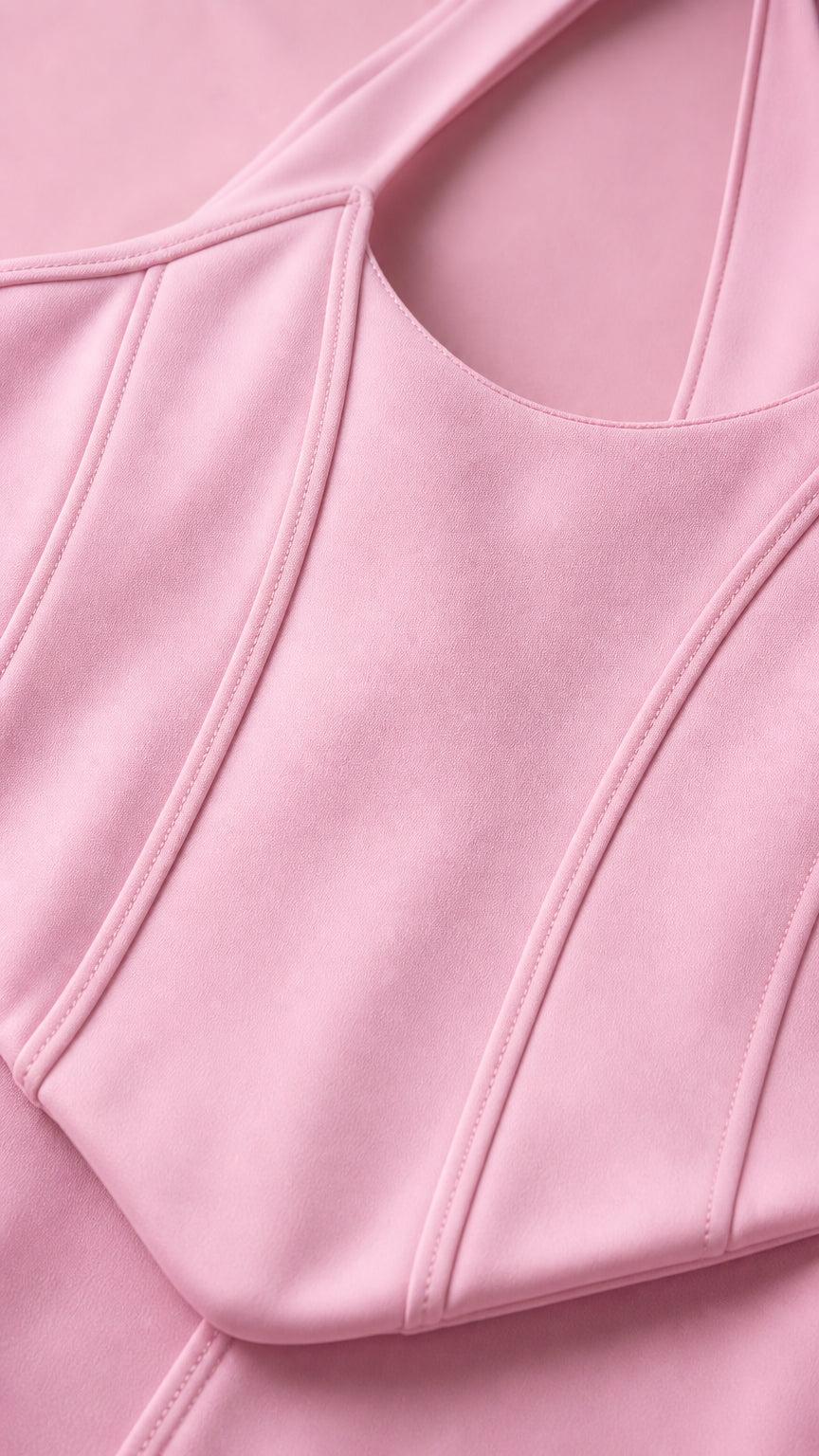 Close-up detail of structured corset seams on bodice