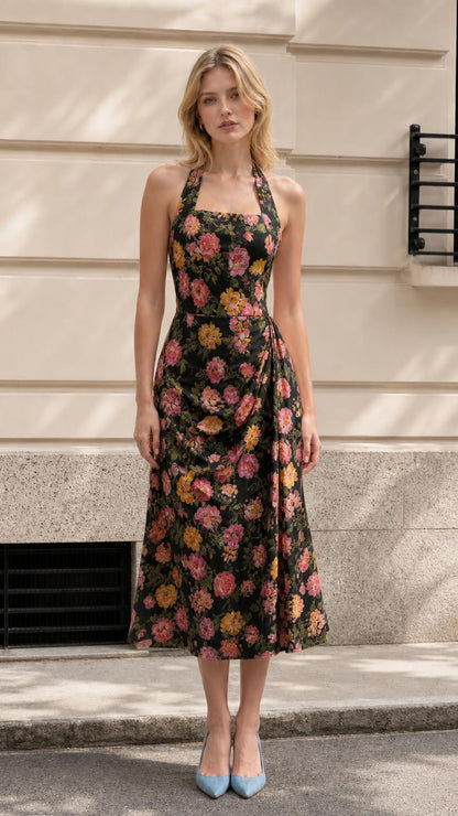 Front view of black floral color variant