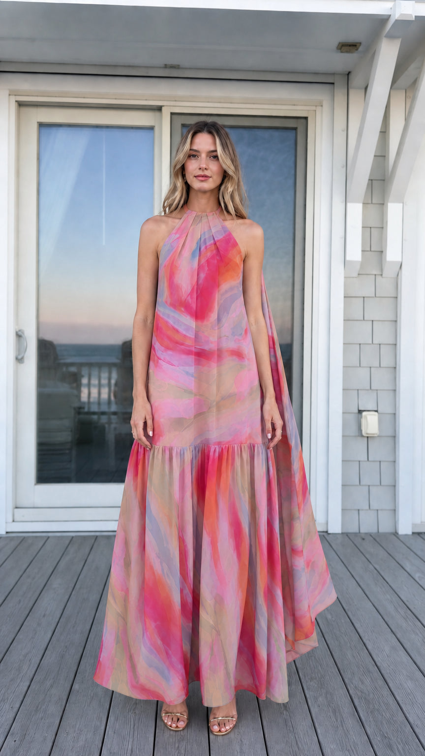 Front view of pink multi color variant
