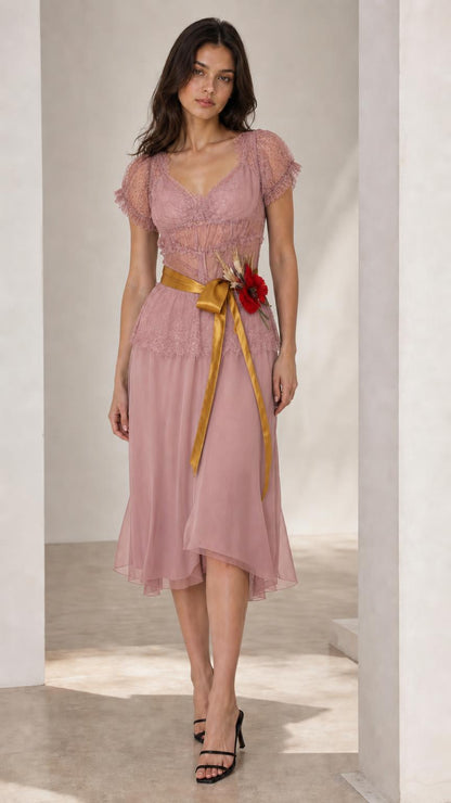 Dusty pink midi dress color variant