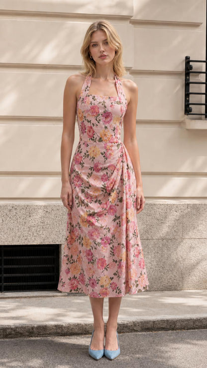 Front view of pink floral color variant