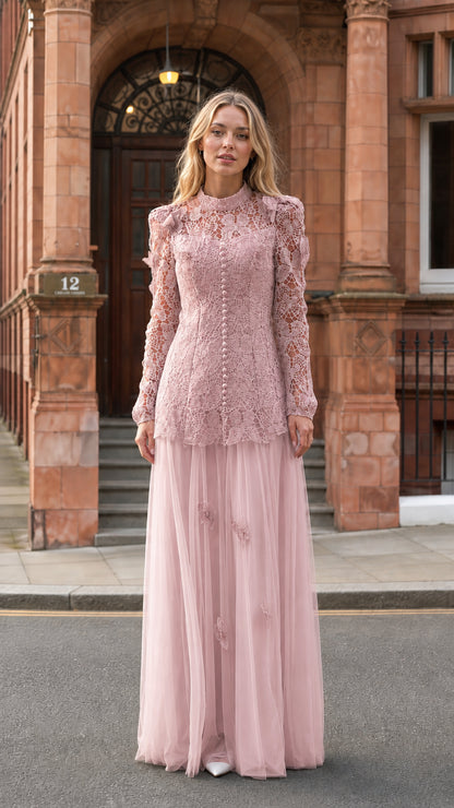 Pink lace bodice and tulle skirt variant