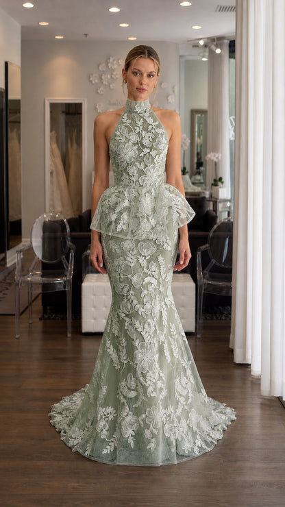 Front view of sage green color variant