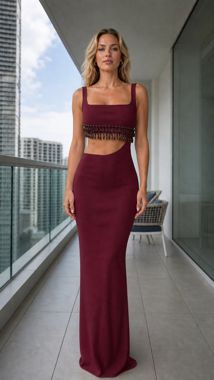 Front view of burgundy color variant