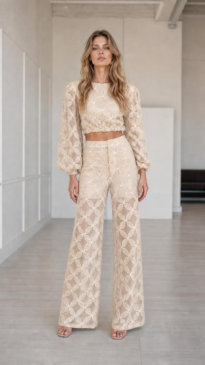 Full front view in beige colorway