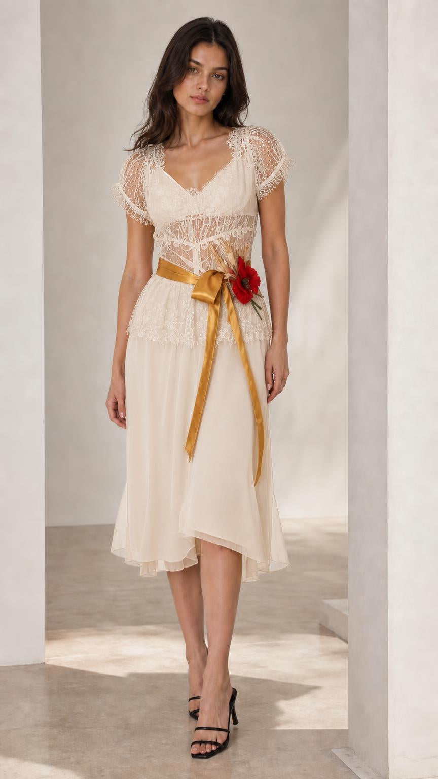 Ivory midi dress color variant