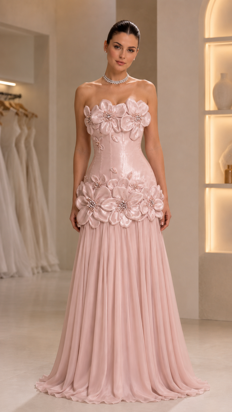 Floral Strapless Gown