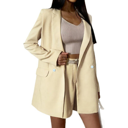 Spring New Womens Fashion Long-Sleeve Jacket And Shorts Suit