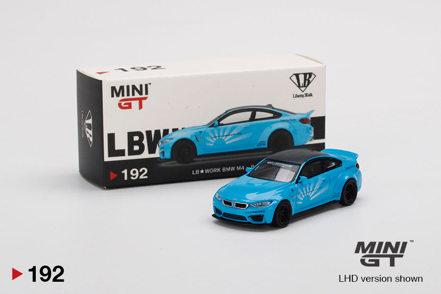 MINIGT 1:64 BMW M4 LB鈽匴ORKS Liberty Walk in Baby Blue