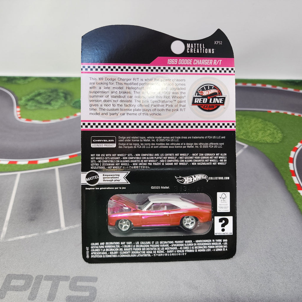 1969 Dodge Charger R/T * Pink Party Car * Hot Wheels Red Line Club RLC