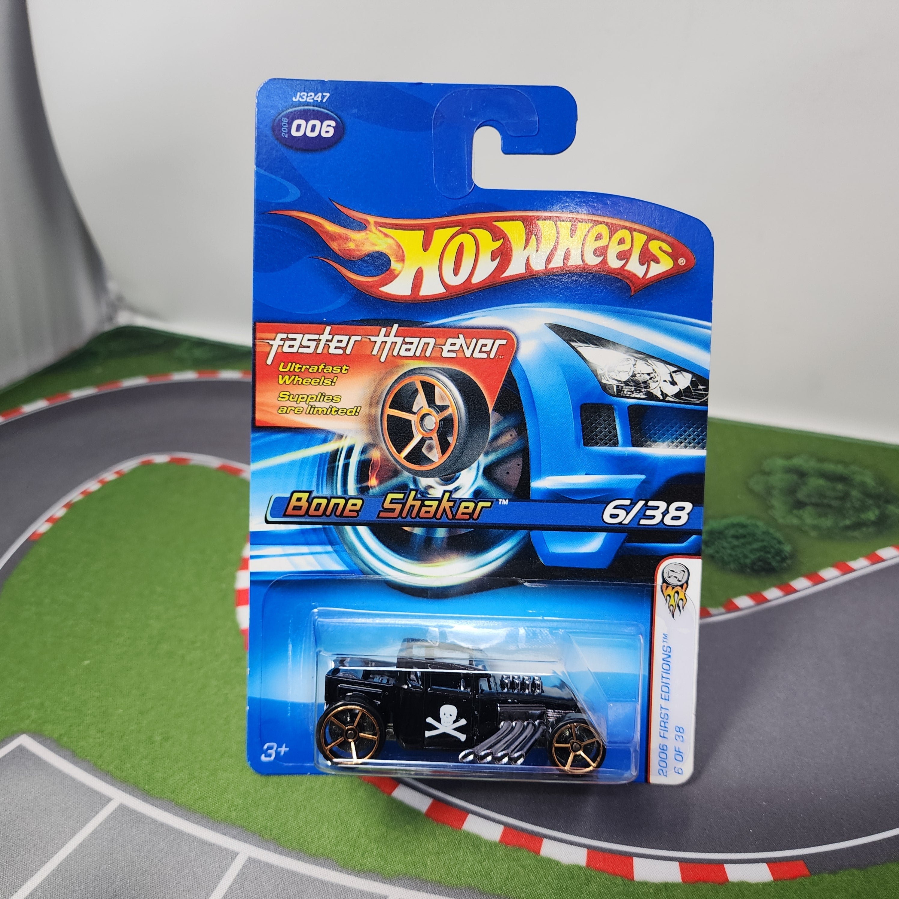 Bone Shaker #6 * Black w/ FTE Rims * Hot Wheels 2006