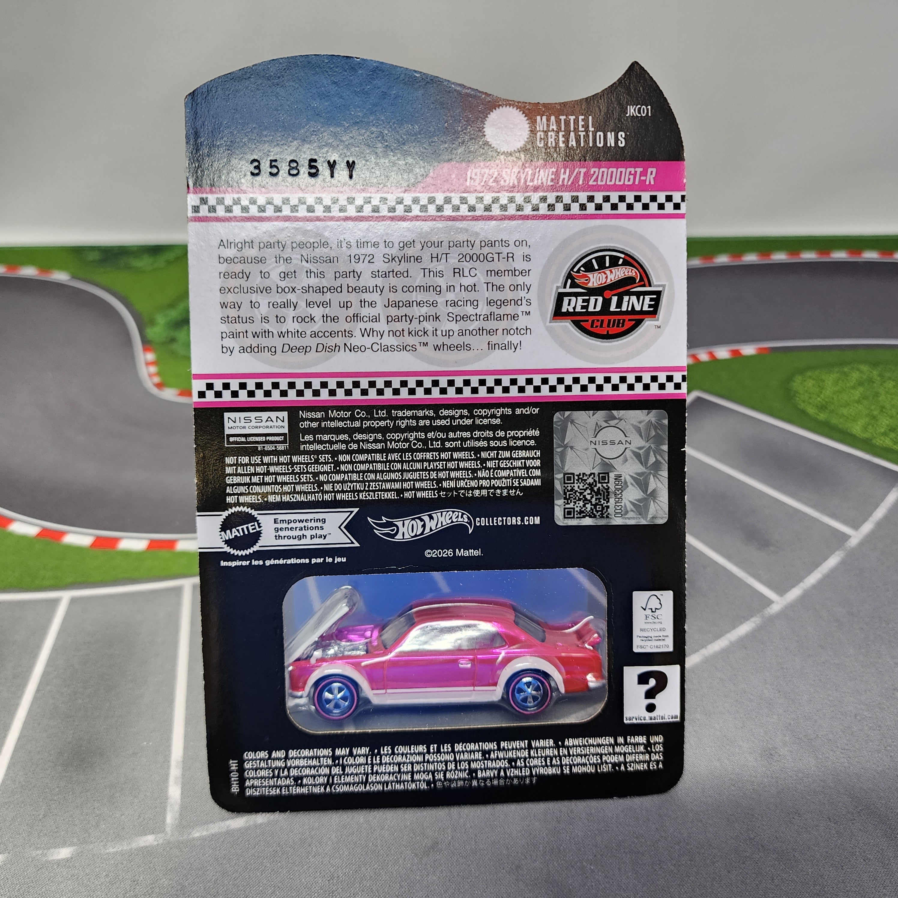 1972 Skyline H/T 2000GT-R * PINK * Hot Wheels Red Line Club RLC
