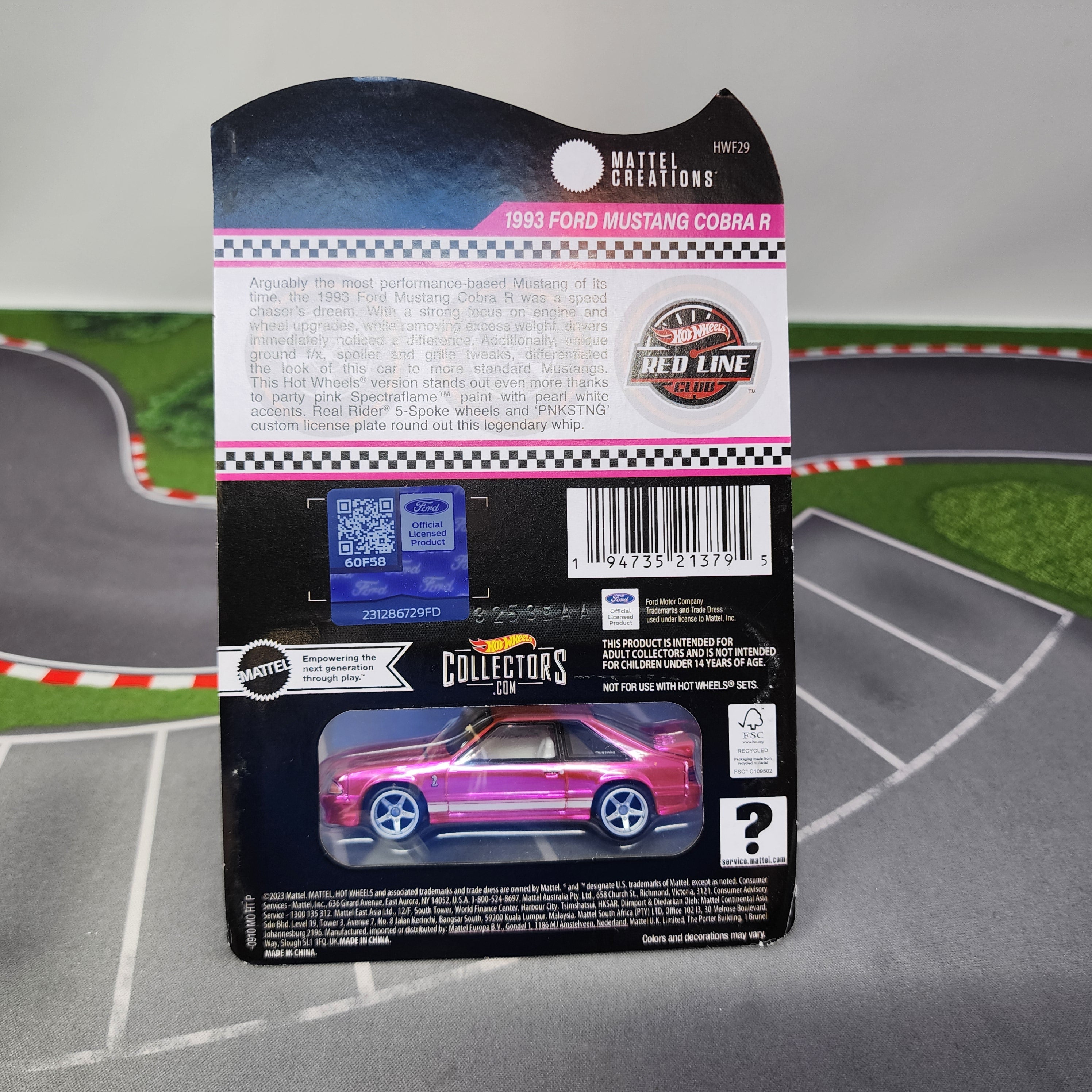 1993 Ford Mustang Cobra R * Pink Party Car * Hot Wheels Red Line Club RLC