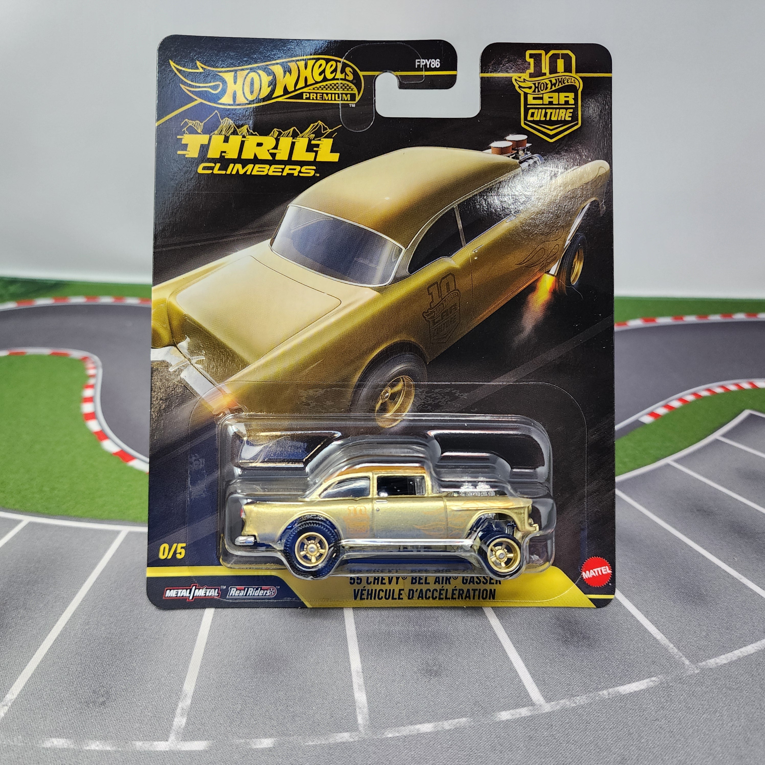 55 Chevy Bel Air Gasser * GOLD CHASE * Hot Wheels Car Culture Thrill Climbers