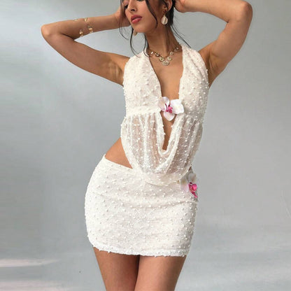 Backless Strap European And American Style Sheath Dress Set