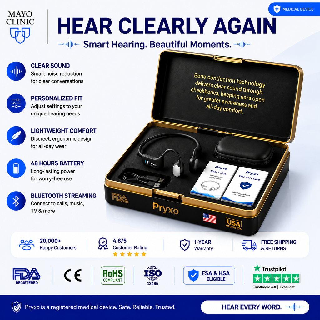 🌎Ends Today: 83% OFF!⏰🏆Pryxo®  Bone Conduction Smart Hearing Headphones （Mayo Clinic Recommended）
