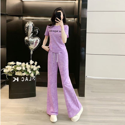 Women's Fashionable Slimming Casual Short-Sleeve Set