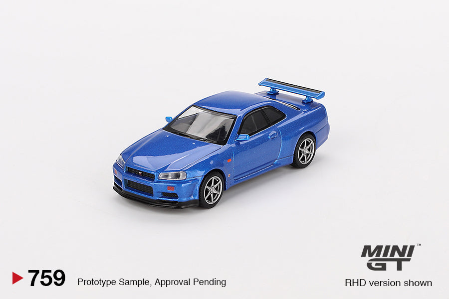 MINI GT 1:64 Nissan Skyline GT-R (R34) V-Spec Bayside Blue