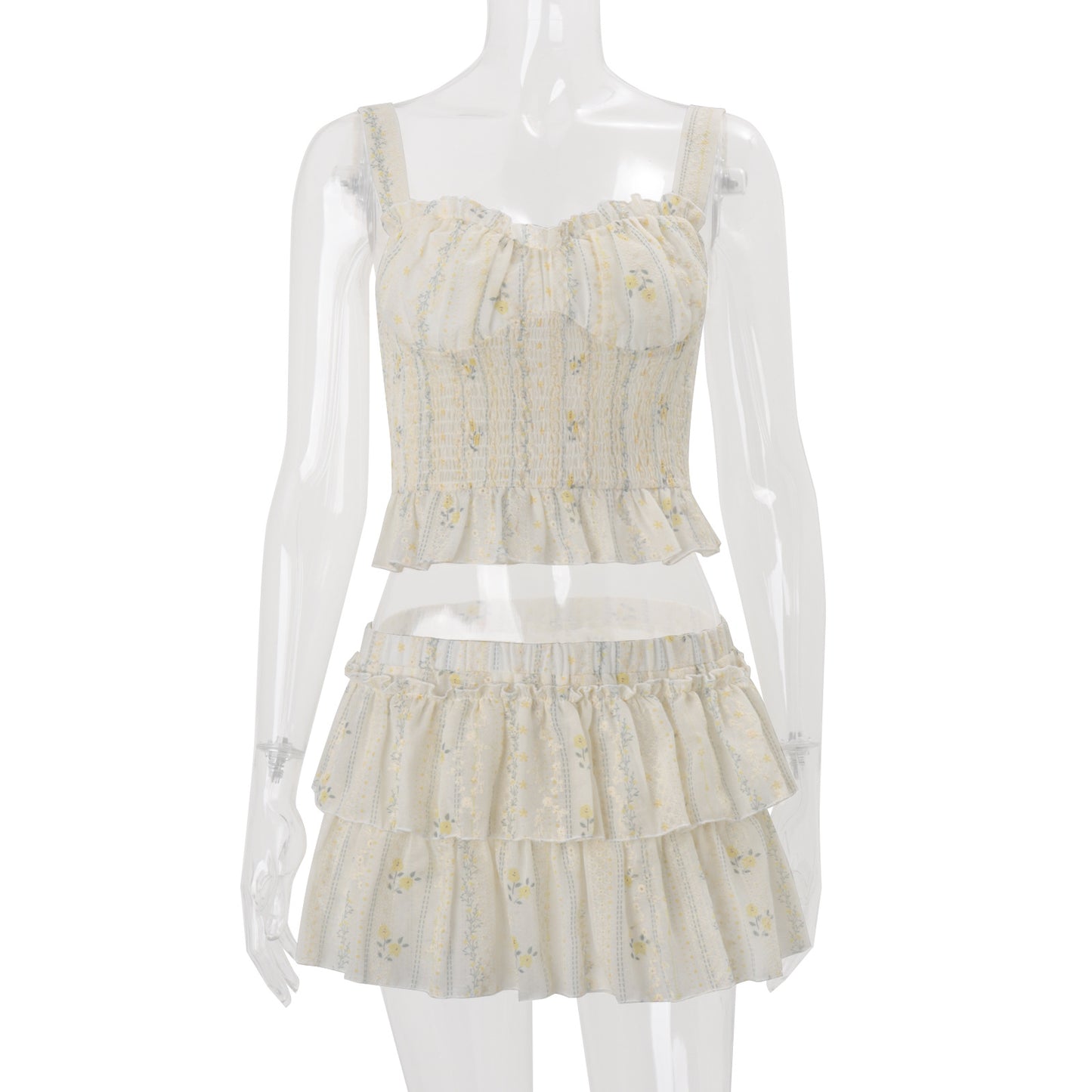 Sexy Chic Camisole And Puffy Mini Skirt Set For Women