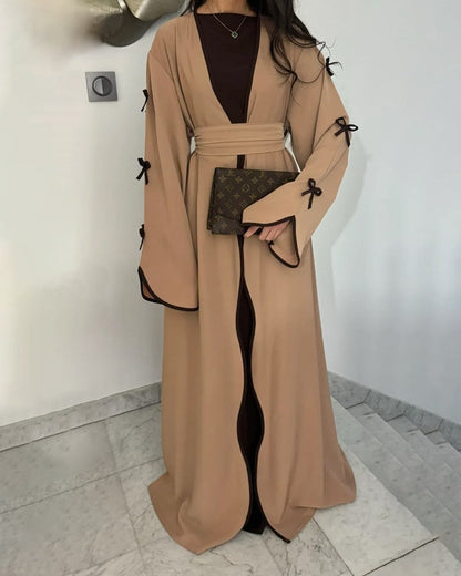 Elegant Bow Cardigan & Dress Two-Piece Set