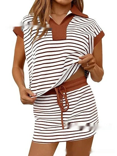 V-neck Loose Short-sleeve Women's Set