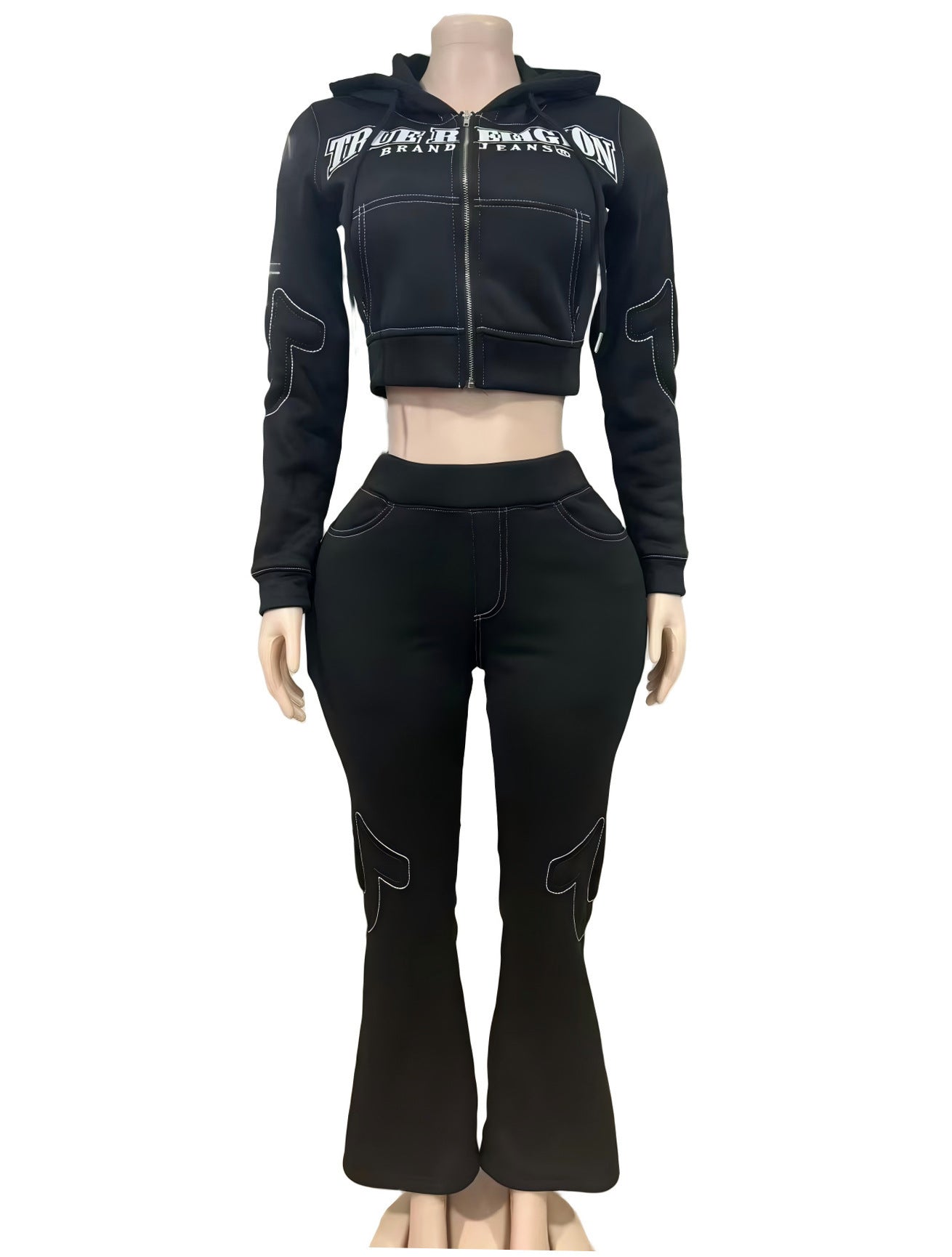 Casual Printed Sporty Sweatshirt Fashionable Womens Outfit
