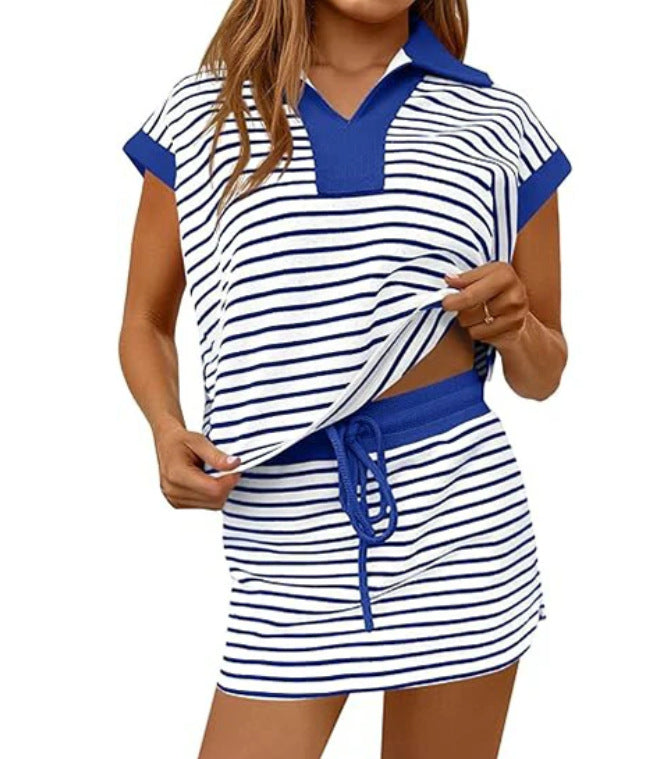 V-neck Loose Short-sleeve Women's Set