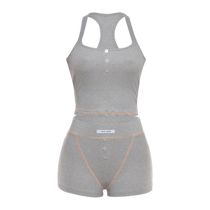 European And American Style 2026 Summer Cross-Border New Fashionable Unique Trendy Street-Style Solid Color Low-Cut Bodycon Tank Top And Pants Set