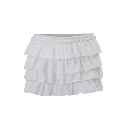 Cardigan Halter Top And Fashionable Tiered Mini Skirt Set
