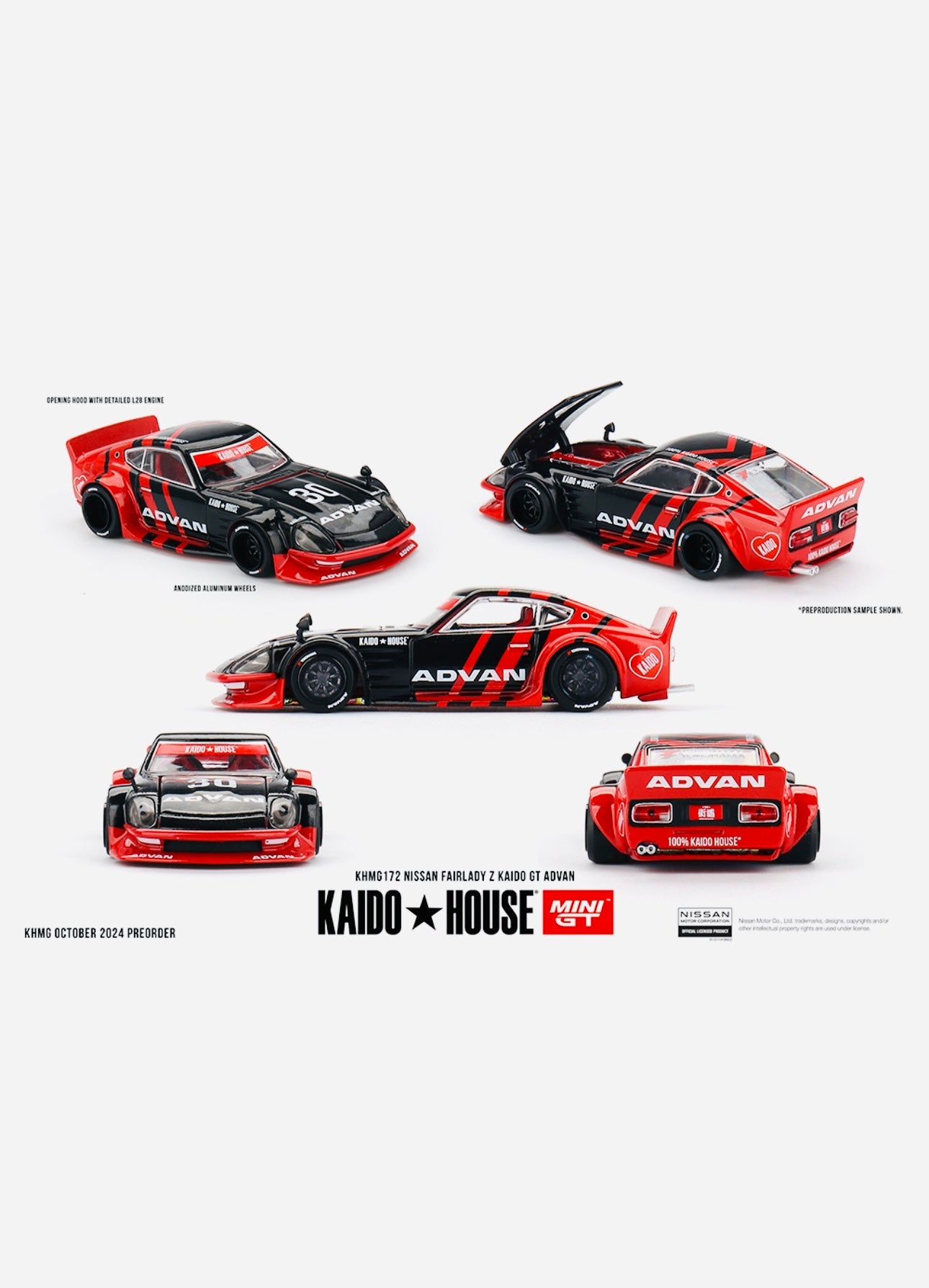 Mini GT x Kaido House Collab Factory Sealed Nissan Fairlady Z Kaido GT Advan #172