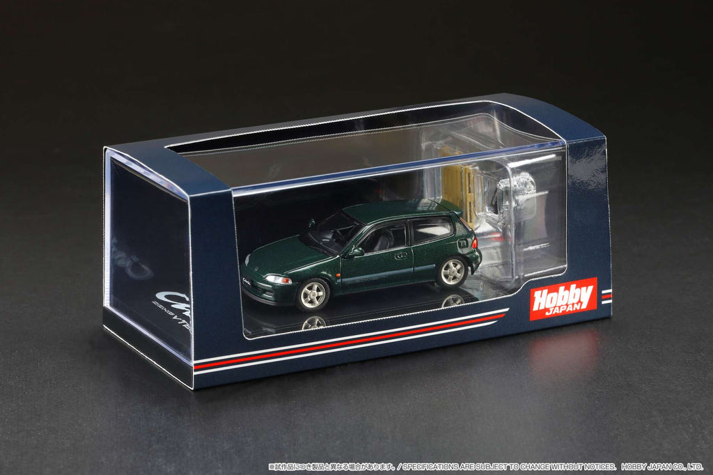Hobby Japan 1:64 Honda Civic (EG6) SiR-S with Engine Display in Rosanne Green Pearl