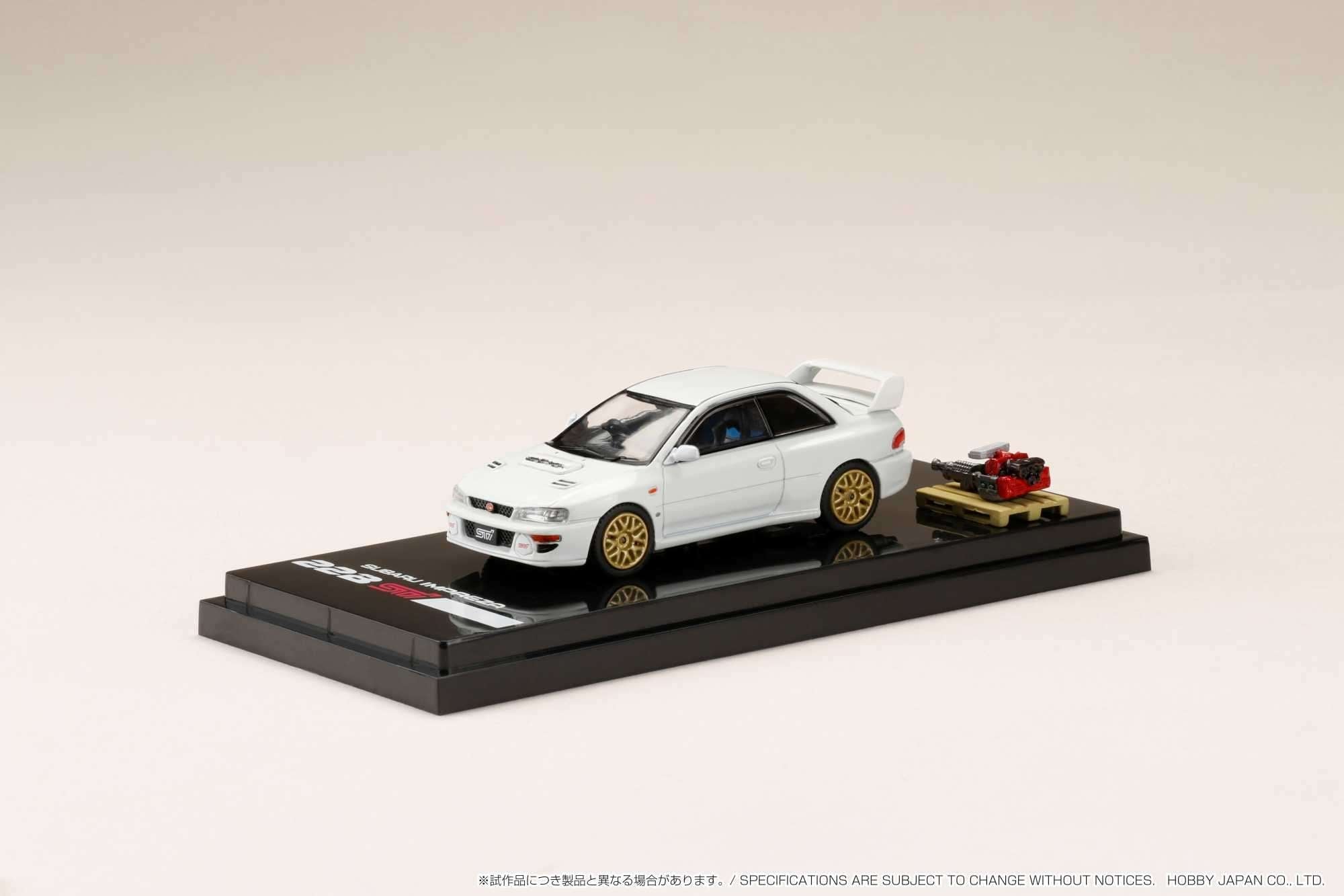 Hobby Japan 1:64 Subaru Impreza 22B STi Version (GC8鏀? with EJ Engine Display in Fether White