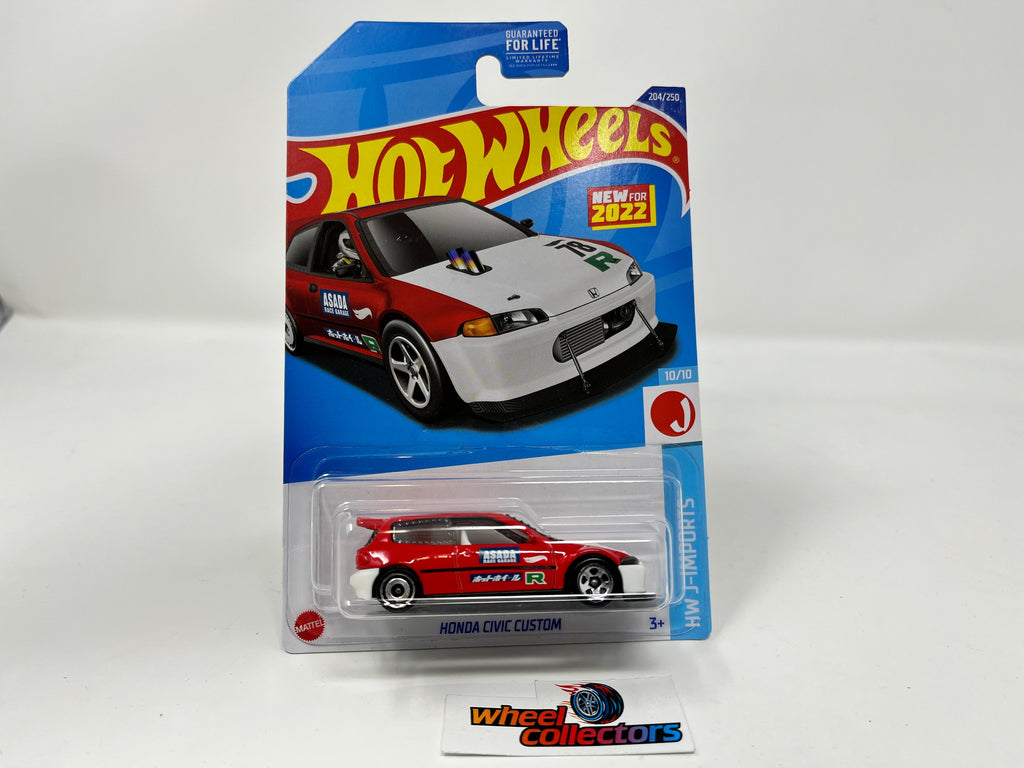 Honda Civic Custom #204 * RED * 2022 Hot Wheels USA Card