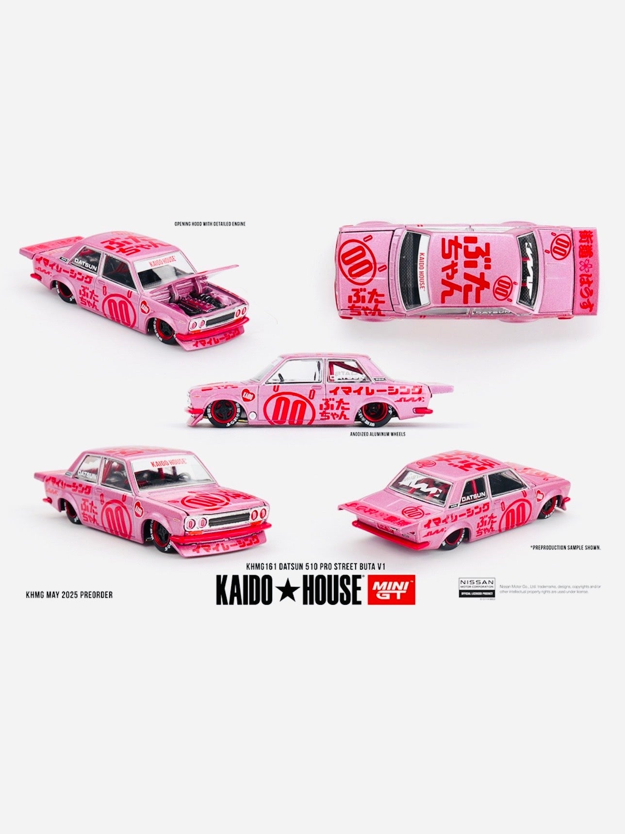 Mini GT x Kaido House Collab Factory Sealed Datsun 510 Pro Street Buta V1 Pink #161