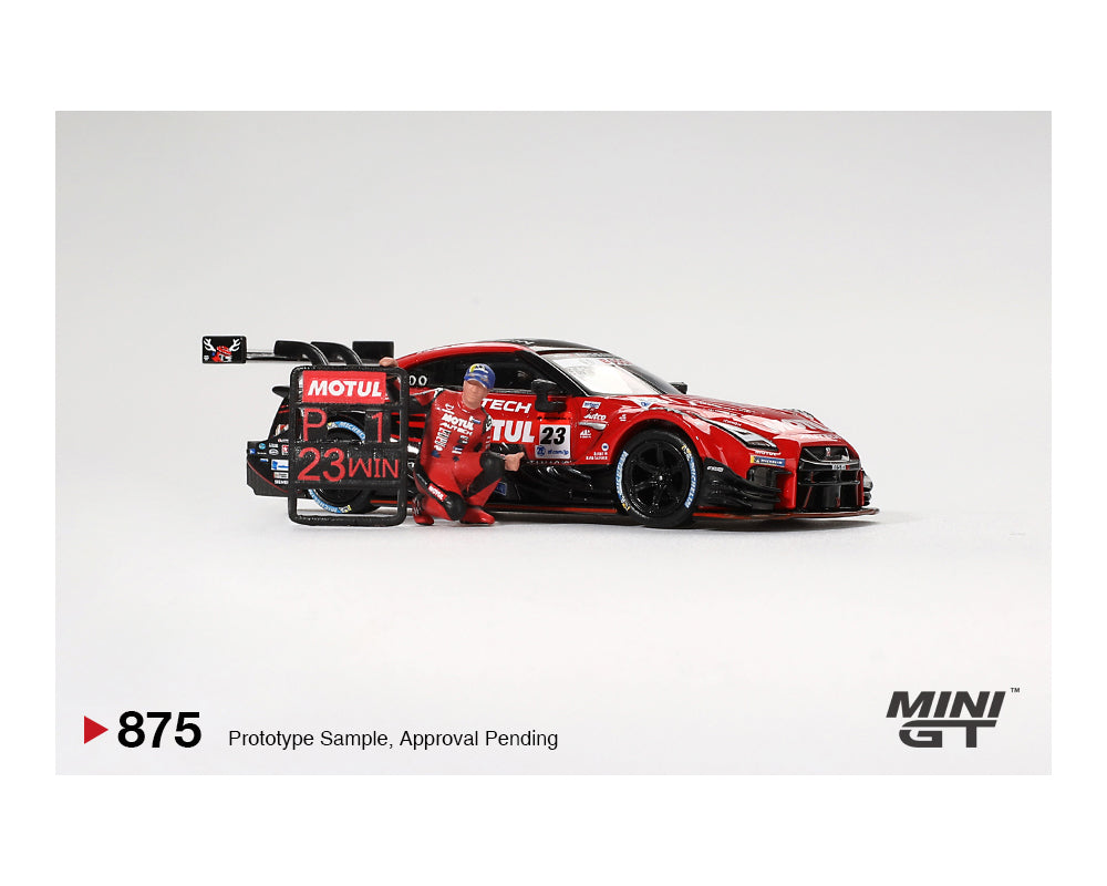 MINI GT 1:64 Nissan GT-R NISMO #23 鈥淢OTUL AUTECH GT-R 2021鈥?SUPER GT SERIES Suzuka Winner with Matsuda Figure