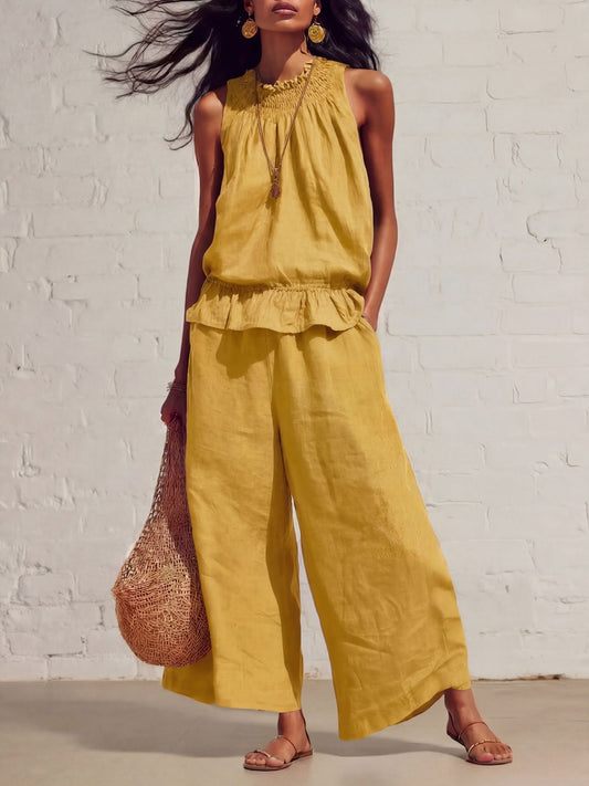 Boho Breeze Loose Top &amp; Wide-Leg Pants Set