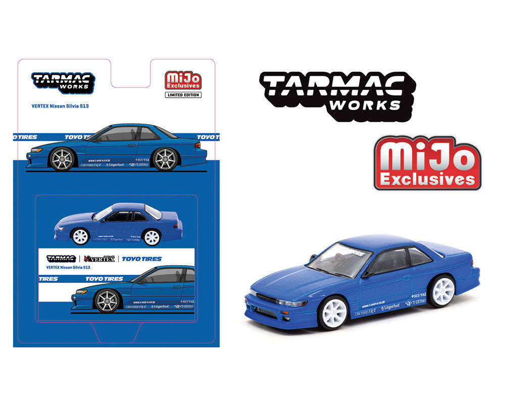 Tarmac Works 1:64 Nissan Silvia (S13) VERTEX in Toyo Tires in Blue Metallic