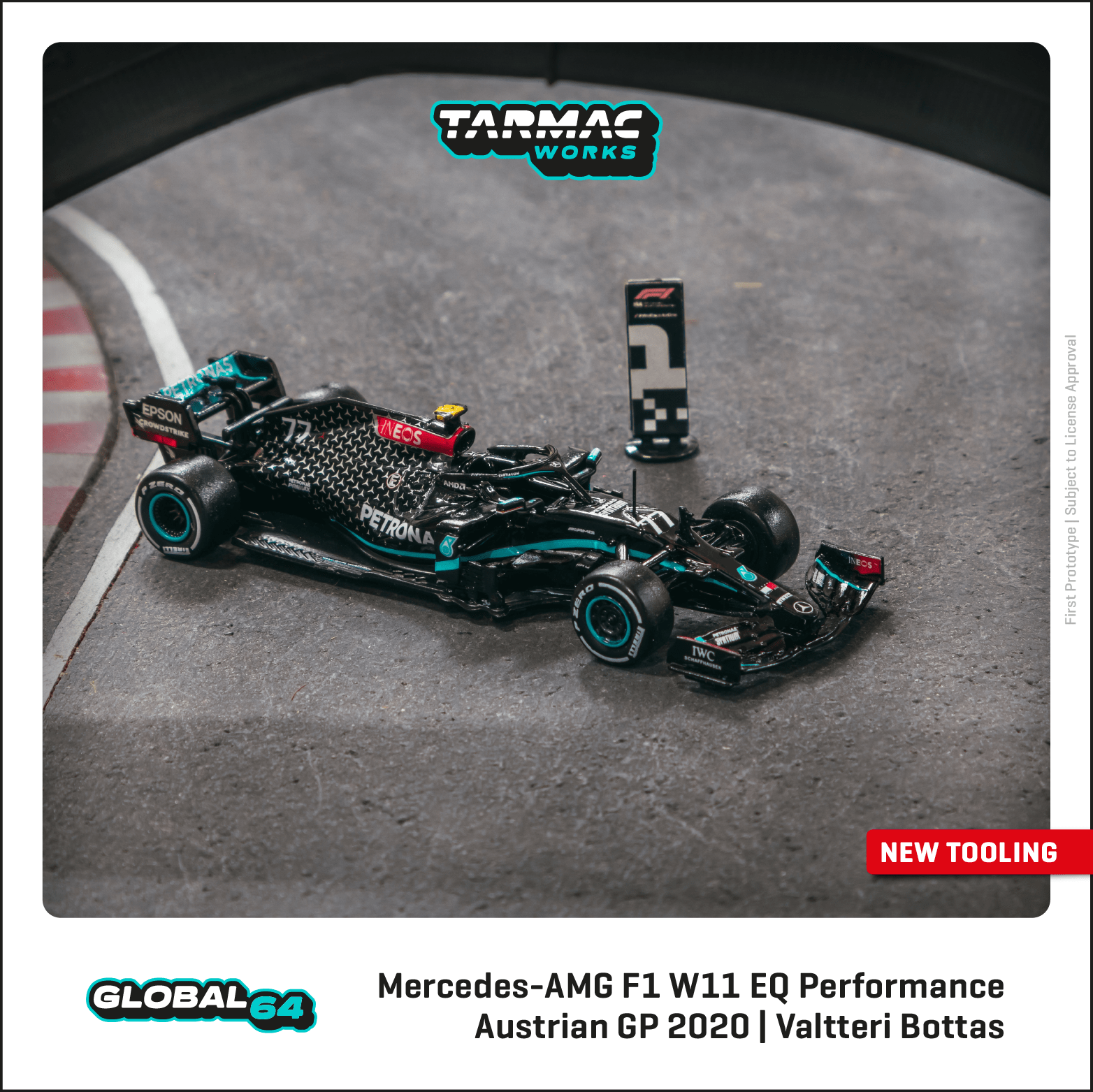 Tarmac Works 1:64 Mercedes-AMG F1 W11 EQ Performance, Austrian Grand Prix 2020 Winner, Valtteri Bottas