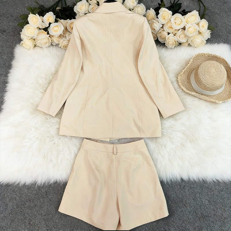 Spring New Womens Fashion Long-Sleeve Jacket And Shorts Suit