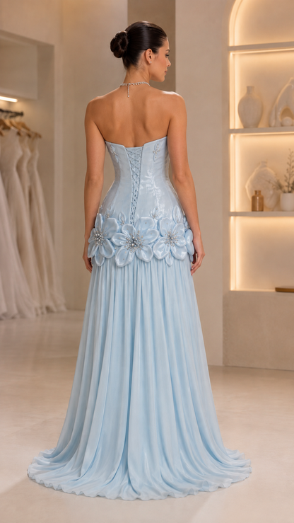 Floral Strapless Gown