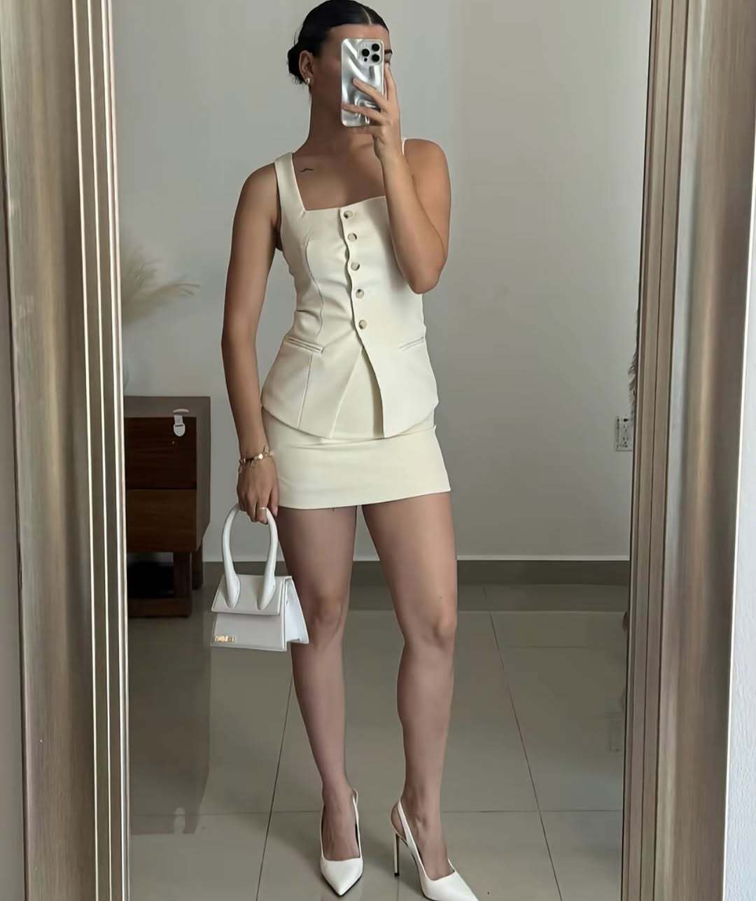 Sleeveless Vest And Skirt Two-piece Set Undersuit For A Suit Skirt