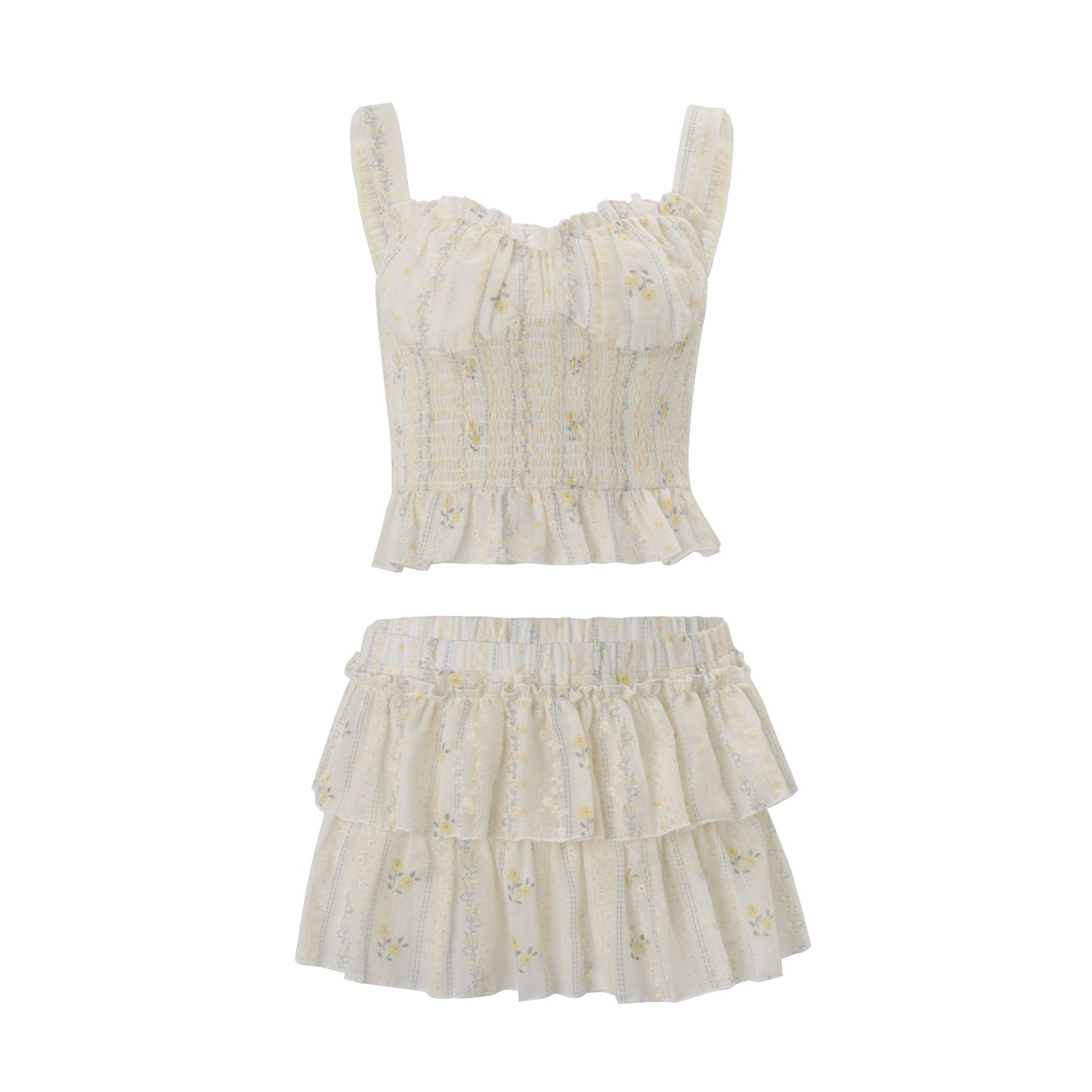 Sexy Chic Camisole And Puffy Mini Skirt Set For Women