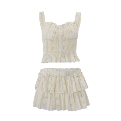 Sexy Chic Camisole And Puffy Mini Skirt Set For Women